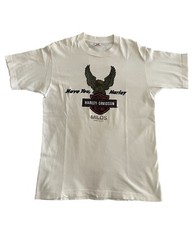 Vintage Harley Davidson White Tee T Shirt Fruit of the Loom Medium Made in USA