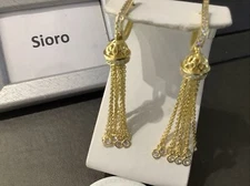 SIORO COLLECTION STERLING SILVER GOLD PLATED CLEAR CRYSTALS EARRINGS 