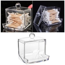 Clear Cotton Swab Storage Box with Lid Swabs Holder Pad Container
