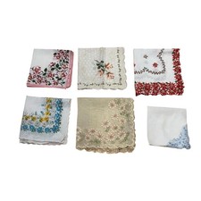 Vintage Handkerchiefs Lot Of 5 Floral Hankies Dainty Pastels Cotton  Gauzy