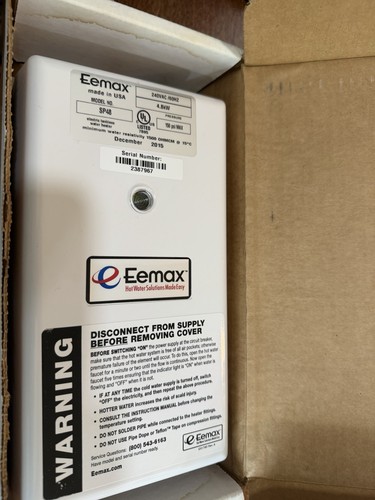 Eemax SP3512 Single Point Electric Tankless Water Heater w/ Top Connections