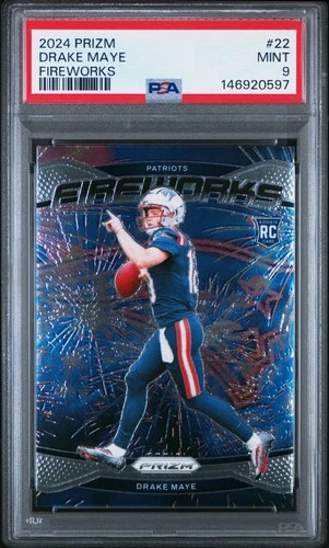 2024 PANINI PRIZM FIREWORKS #22 DRAKE MAYE ROOKIE RC PSA 9