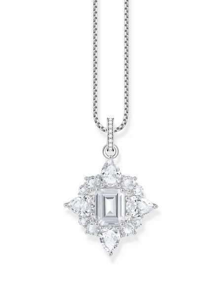 Thomas Sabo PE963-051-14 Silberner KettenanhäNger Mit WeißEn Steinen Damen-image