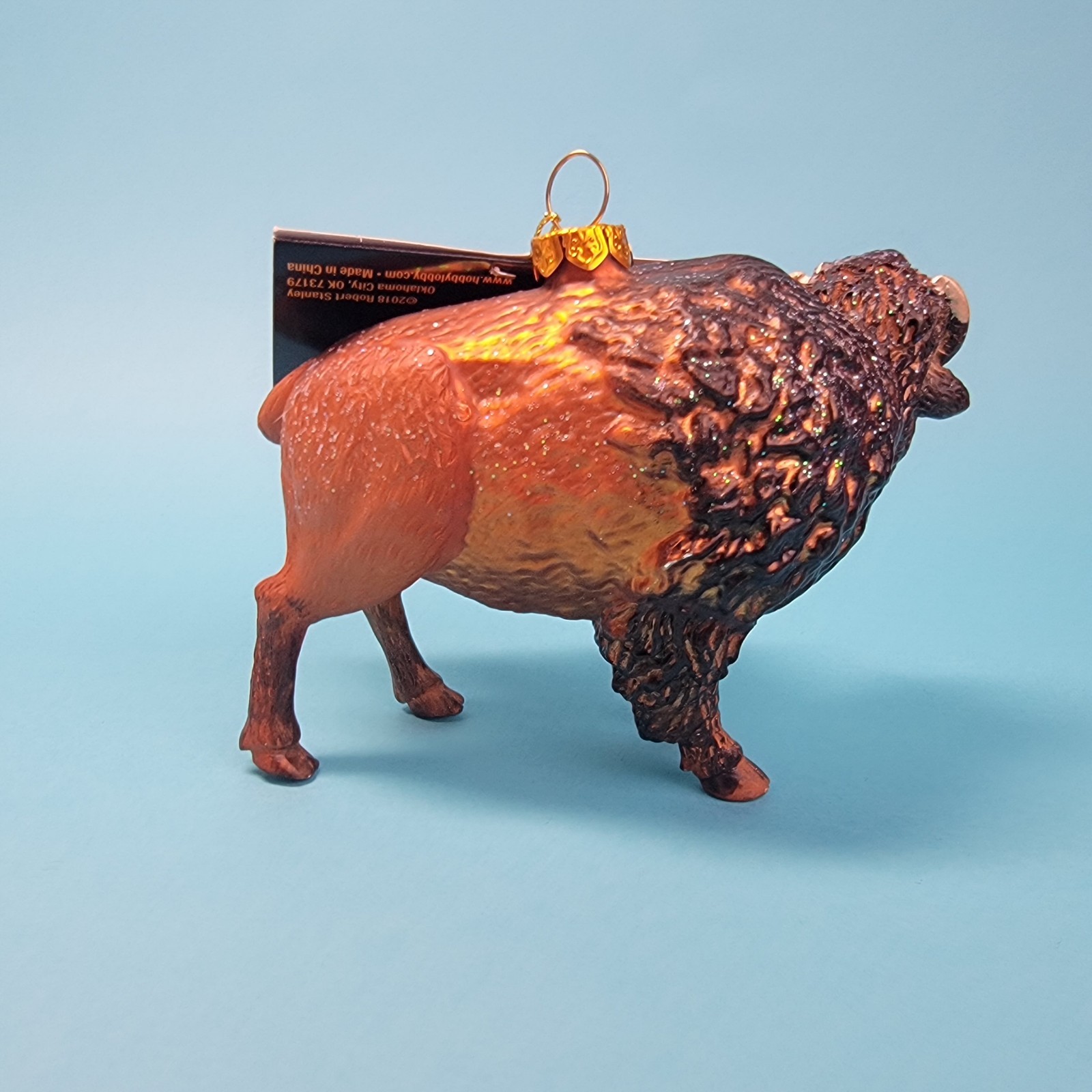 Robert Stanley Water Buffalo Bison Christmas Ornament Glass Glitter New