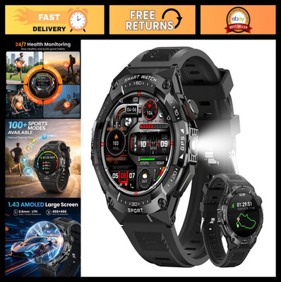 Military Smart Watch with GPS, 115 Sport Modes, Heart Rate Monitor, 60-Day Batte