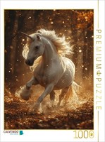 Calvendo Puzzle Autumnal Harmony: A White Unicorn In A Forest Of Glowing Leaves