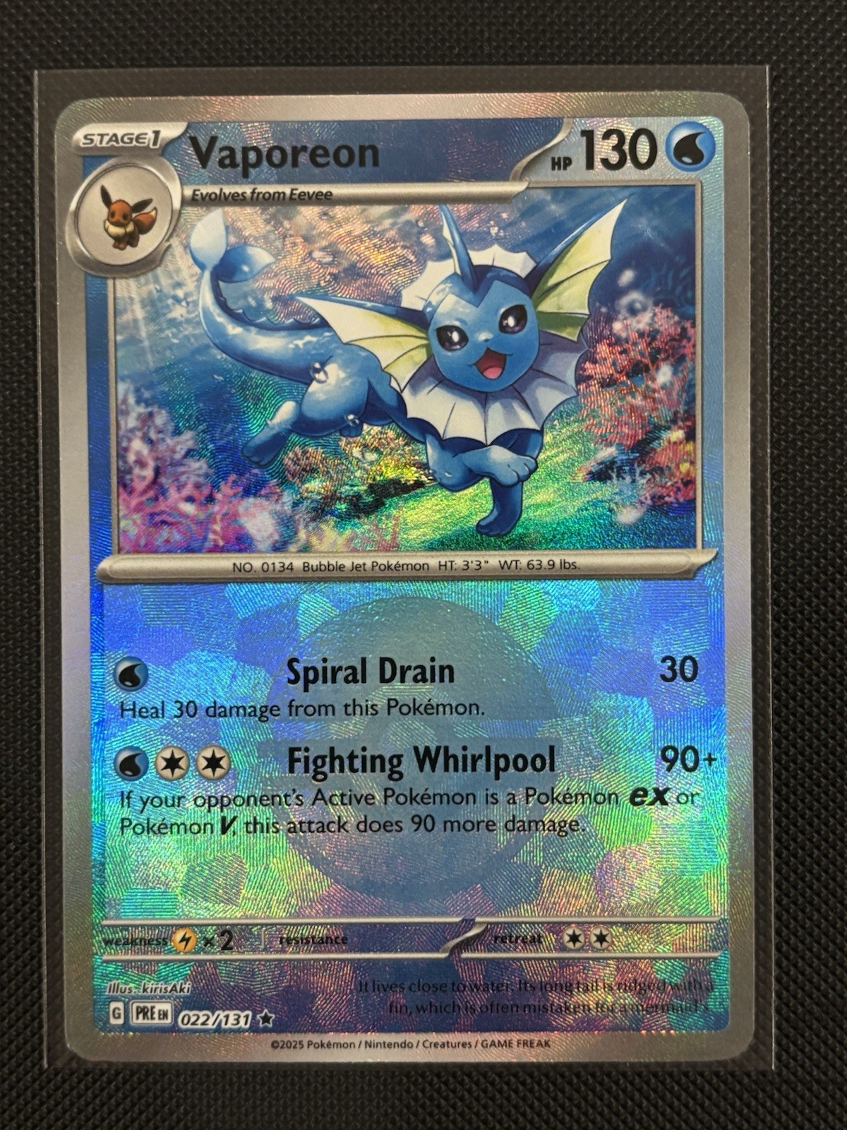 Vaporeon (Poke Ball) - 022/131 - Pokemon Prismatic Evolutions Rare NM