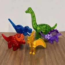 Magna Tiles Magnetic Dinosaur Set T Rex Brachiosaurus Triceratops Playtime STEM