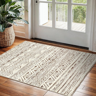 Ksrau 2X3 Area Rug Washable Moroccan: Non Slip Front Door Throw Rugs Beige |