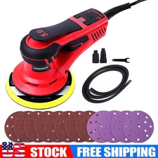 6" Electric Random Orbital Sander Brushless 350W Motor W/ Sander Papers 10000RPM