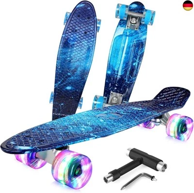 DEN BELEEV Skateboard Komplette 22 Zoll Mini Cruiser Skateboard für Kinder Jugendliche