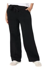 Peace Love World Women's French Terry Pull-On Pintuck Pants Black