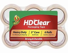 Duck CS-55-6PK 1.88in. x 55yd Long Heavy Duty Packaging Tape 6 Pieces - Clear