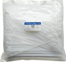 1000 pcs 4 inch Cable Zip Ties Heavy Duty, 4  3 x 100mm , White