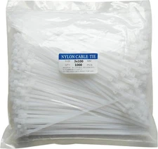 1000 pcs 4 inch Cable Zip Ties Heavy Duty, 4 ( 3 x 100mm ), White 