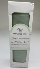 Amazing Baby Newborn Muslin Swaddle Premium Cotton Super Soft Blanket 36"x36"