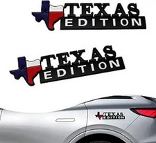 Texas Edition Emblem 2 PCS, Texas State Flag Shape 6.3" x 1.9", A Color: Black