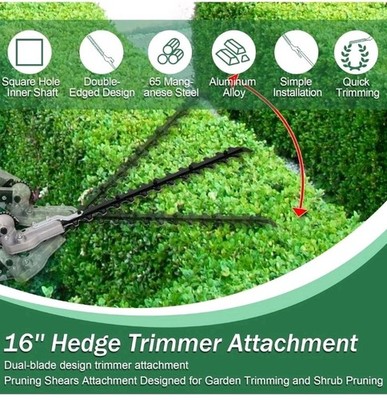 16 Inch Adjustable Hedge Trimmer Attachment Universal Design with 270° Rotation