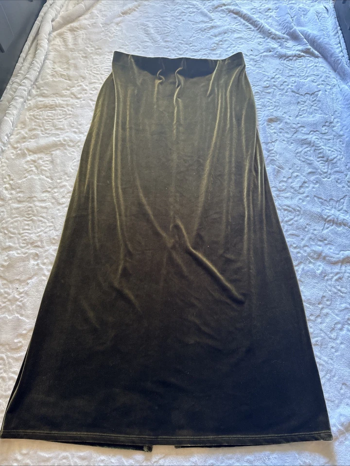 Falda Max Studio Talla L Verde Terciopelo Cintura Elástica Hecha en EE. UU. Foto 3 de 4