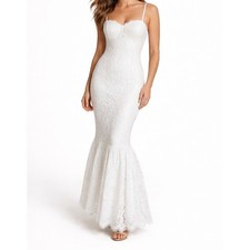 Lulus Lace Mermaid Maxi Dress White Bridal Wedding Guest Formal Size L