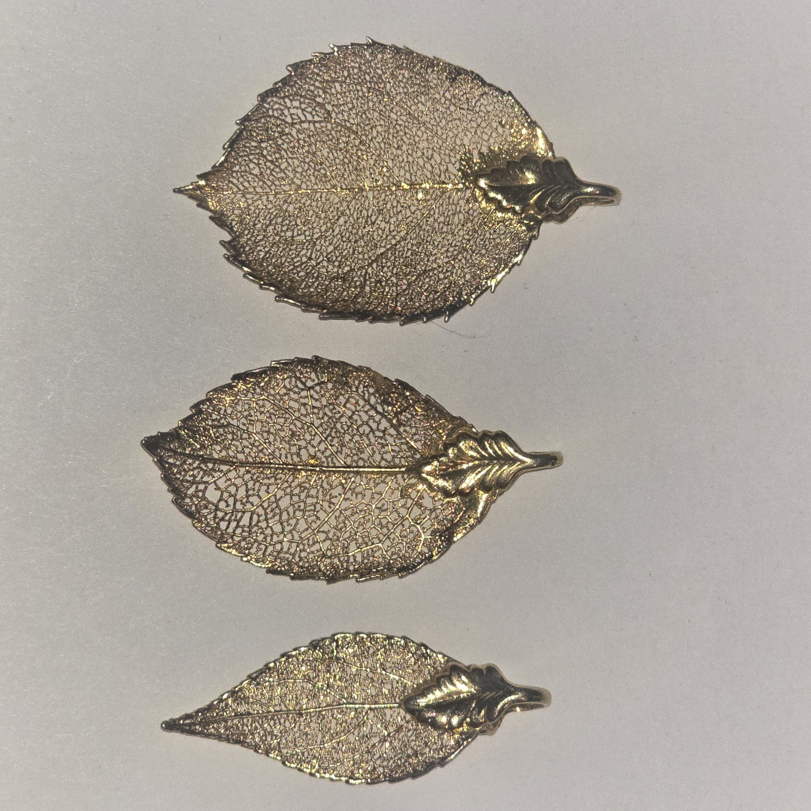 3 Vintage Gold Dipped Leaf Pendants - image 5