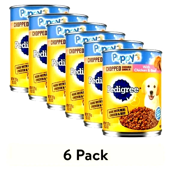 Pedigree Chopped Ground Dinner Chicken & Beef Wet Dog Food, 13.2 Oz Cans 6 pack