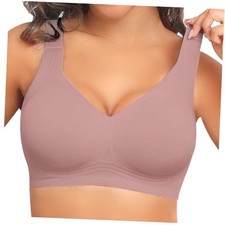 Womens Seamless Wireless Supportive Bra Push Up Comfort Soft No X-Large Mauve