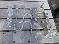 Gran Lote de Piezas de Lámpara y Araña de Cristal, Brazos, Bases, Tableros, Espaciadores