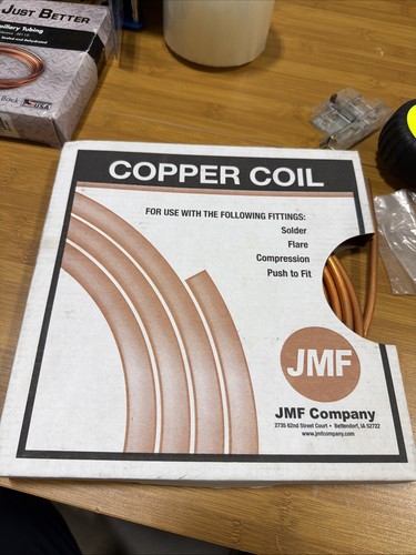 🔥NEW JMF Company Copper Coil Utility Tubing 1/4 O.D. in. x 10ft