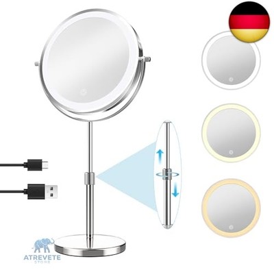 TopDirect 8 Zoll Schminkspiegel mit Beleuchtung, 35 45 cm Höhenverstellbarer Ko