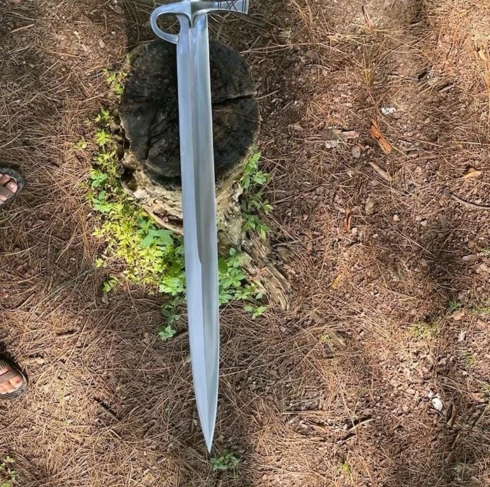 Espada vikinga de acero al carbono forjada a mano espada medieval afilada lista para la batalla + funda Foto 3 de 4