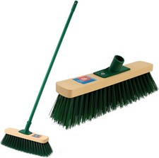 BH | 12" Outdoor Garden Broom | 1.2m Metal Handle | Green | Stiff PVC Bristle