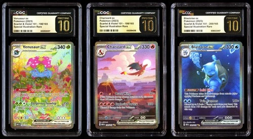 CGC 10 PRISTINE Venusaur Charizard Blastoise SIR 151 English SET 198 199 200