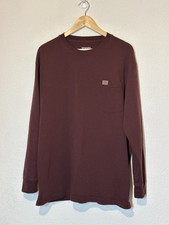 Wrangler Riggs Workwear Shirt Large Red Maroon Long Sleeve Pocket Heavyweight