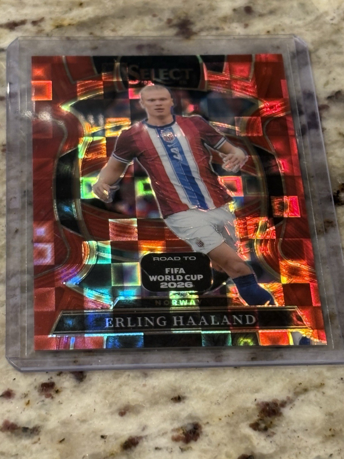 2026 Panini Prizm Road To The FIFA World Cup Erling Haaland Red Pandora Prizm!! view 2