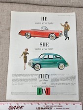 1961 Fiat Spider and 600 He - she - They bought both  Vintage Print Ad