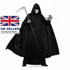 Kids Grim Reaper Halloween Costume with Hooded Robe, Mask, Gloves & Scythe