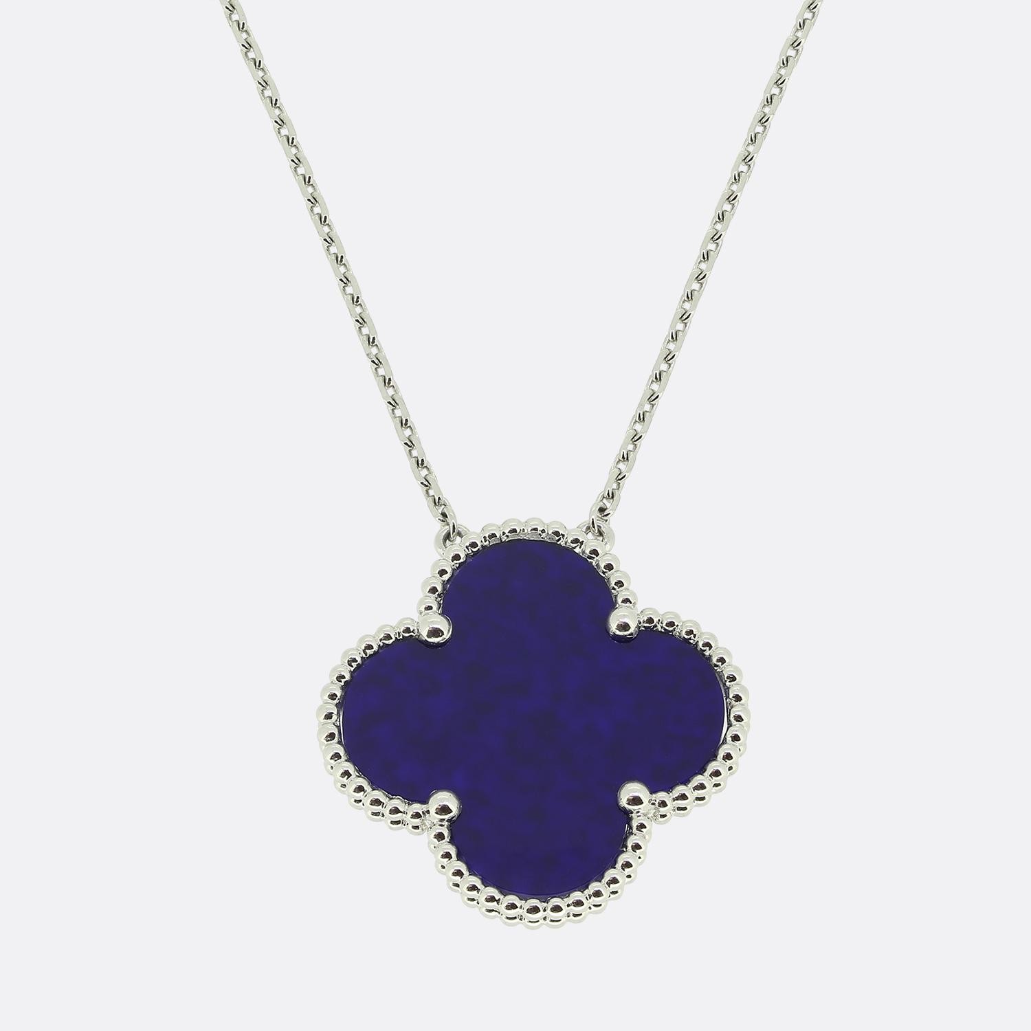 Van Cleef & Arpels Magic Alhambra Blue Sevres Porcelain Necklace
