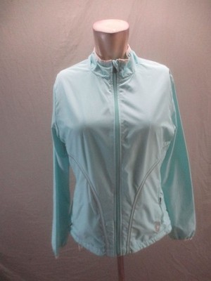 Lucy Size M Womens Blue Windproof Drawcord Hem Full Zip Activewear Jacket 255