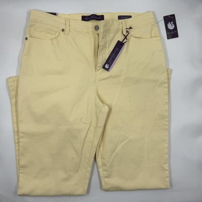 Gloria Vanderbilt Pants Womens 12 Yellow Amanda Jeans Straight Stretch Pockets