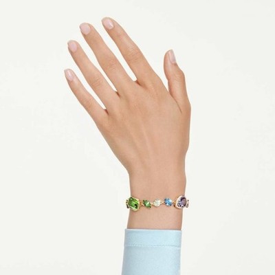 Swarovski Gema Bracelet Multicolor Green Blue Purple Mixed Cut Gold Plated