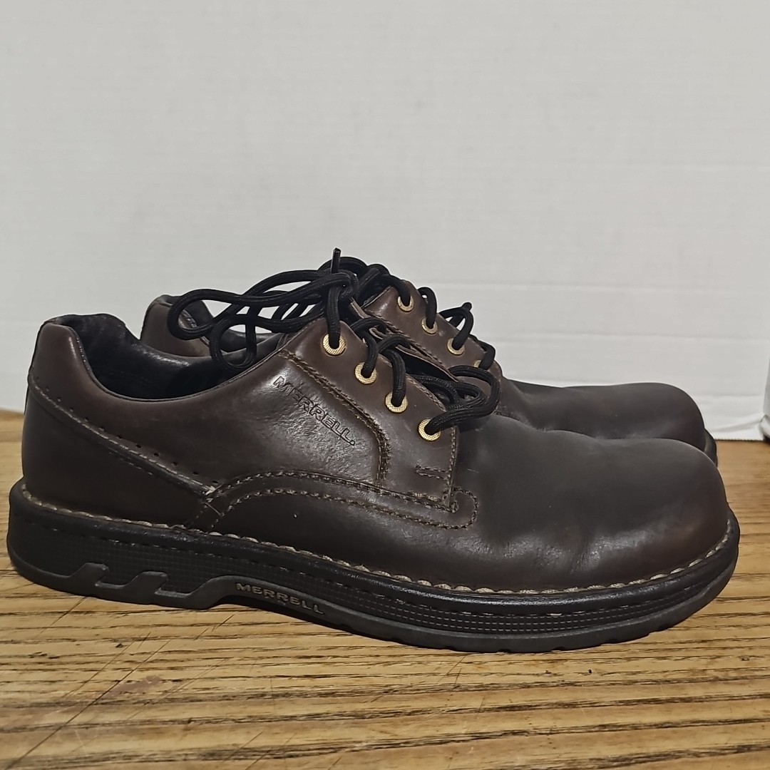 Scarpe Merrell Ortholite uomo taglia 12 marroni stringate eleganti stile pescatore