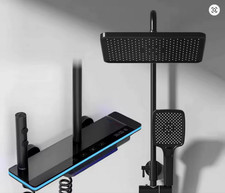 Duschset Regendusche und Handbrause Duscharmatur mit LED schwarz