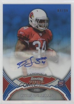 2011 Bowman Sterling Blue Refractor 64/99 Ryan Williams Rookie Auto RC 0nr3
