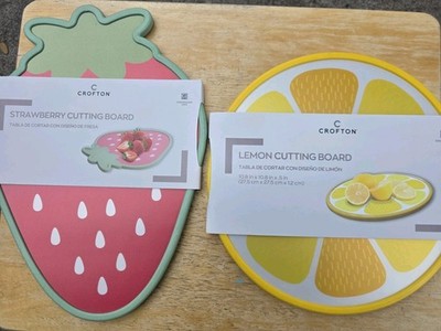 Crofton Fruit Cutting Board Lot Set of 2 Strawberry Lemon Kitchen Chopping New