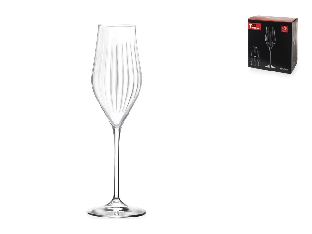 RCR Set Of 6 Timeless News Glass Flutes Cl. 23