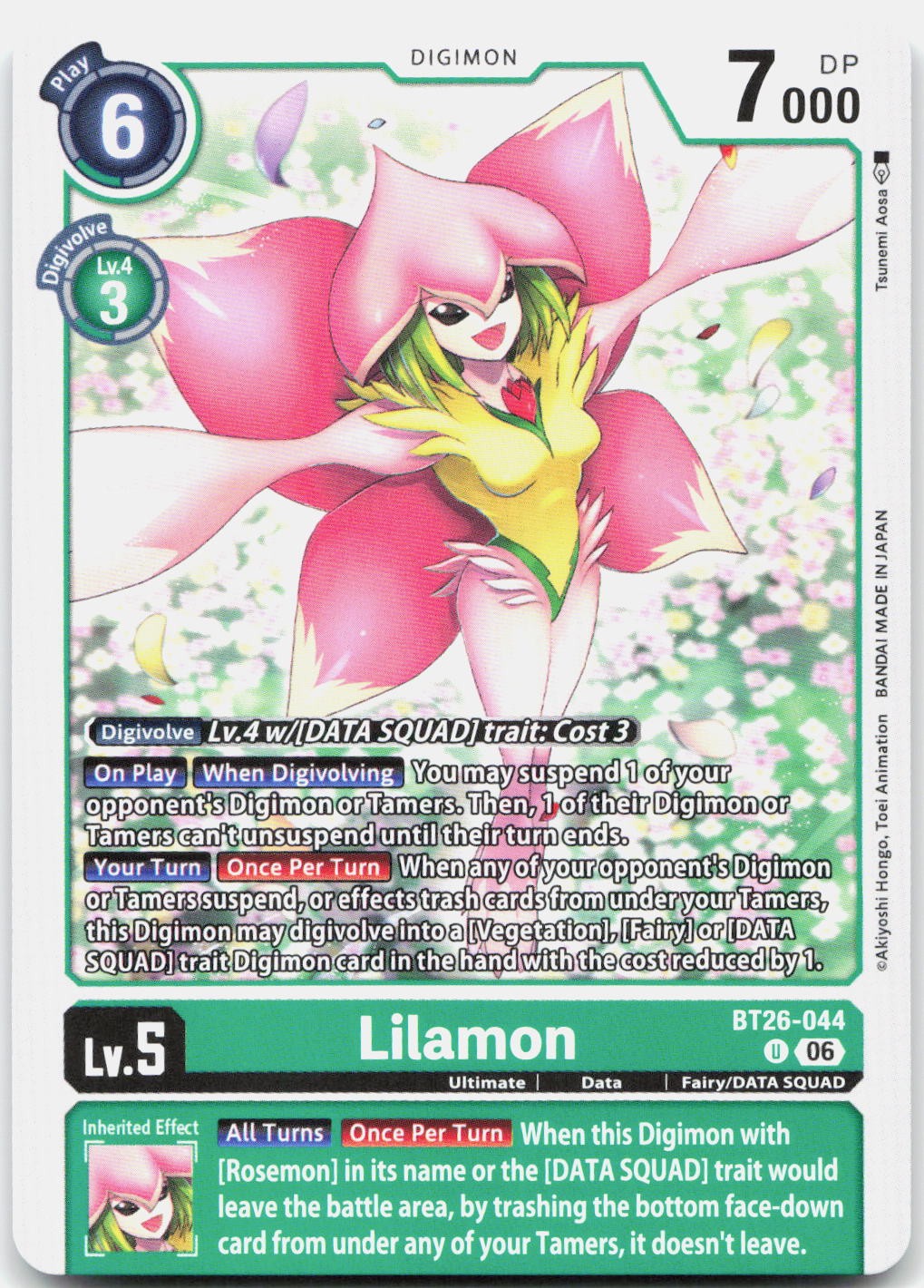 Lilamon BT26-044 U Uncommon Timeless Bonds Digimon Near Mint