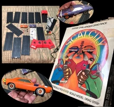 VTG 1970 Dodge Challenger SCAT PACK DRAG RACING Dealer Promo SLOT CAR SET w BOX