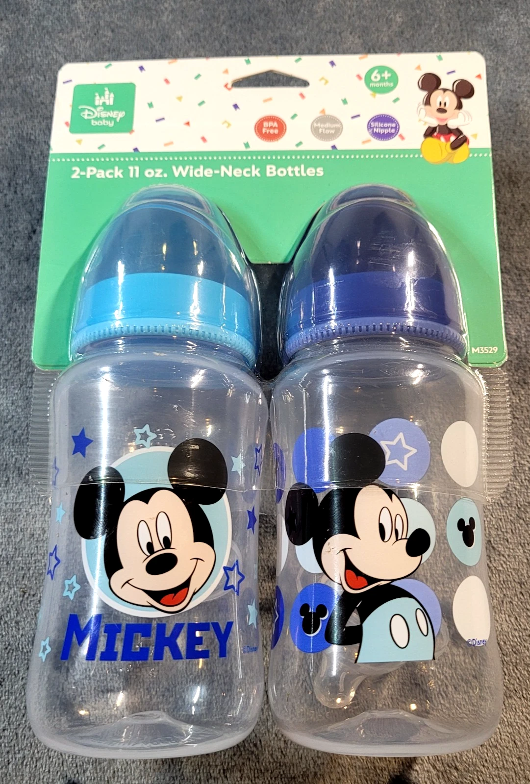 Disney Mickey Mouse "Playtime" 2-Pack Wide-Neck Baby Bottles (11 oz.) - Blue
Opens in a new window o
