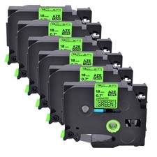 6PK Compatible Brother P-Touch TZ TZe-D41 Black on Fluo Green Label Tape 0.7"